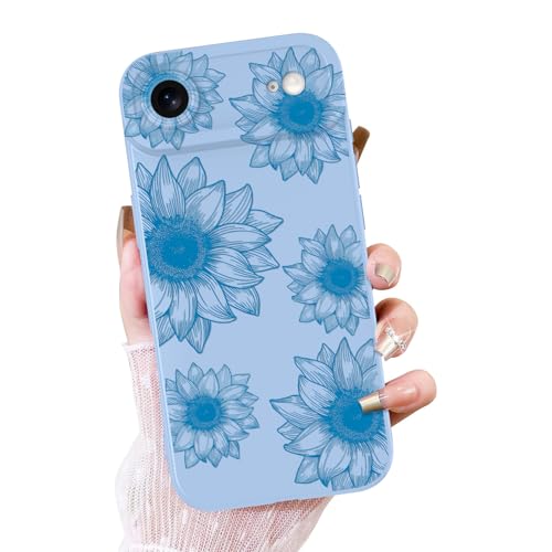 OOK Floral Case for iPhone Air, Cute Blue Sunflower Blooms