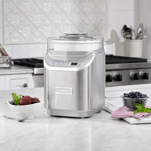 Image of Cuisinart Ice Cream Maker Machine, 2-Quart Stainless Steel Frozen Yogurt, Gelato, Sorbet, Ready in 20 Minutes, LCD Screen and Timer, ICE-70WB