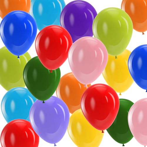 Reaeon QQ-100PACK Colorful Balloons, 100 Pcs 12 Inch Assorted Rainbow Latex Balloons, Bright Color Balloons For Birthday Baby Shower Wedding Party Decorations thumb #3