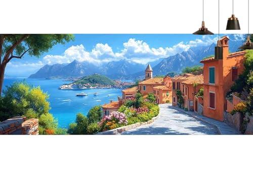 Pintura de diamante de mar y ciudad 30x60cm M169 para manualidades DIY de decoración 2