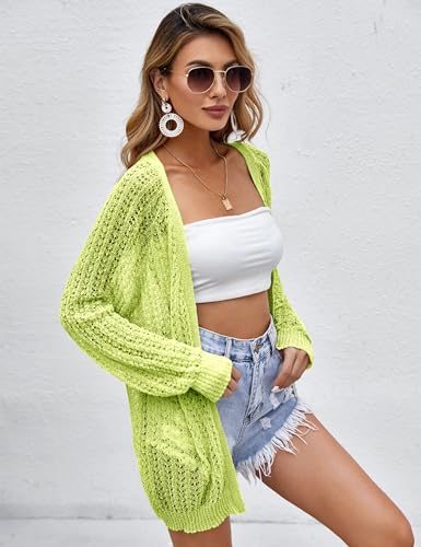 Image of Women Crochet Lightweight Cardigan Cover Up Open Front Long Sleeve Summer Cardigans
