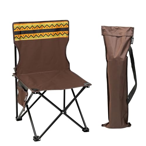 Crystals Camping Chair, Lightweight & Compact Portable Camping Chair for Adults, Heavy-Duty Outdoor Chair, Side Pocket & Carry Bag 100kg Capacity, Folding Chair for Camping, Hiking & Fishing_Brown