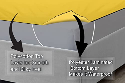 Image of The Furnishing Tree Mattress Protector /Waterproof Bedsheet Size WxL 72x75 Inches Double Bed /King Size Polyester Yellow