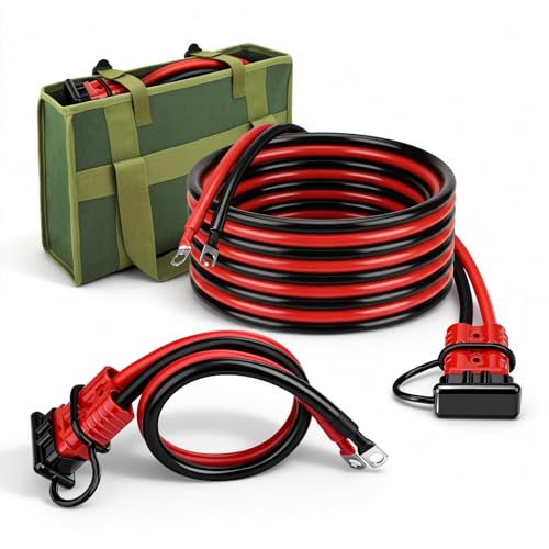 175A Flame Retardant Quick Disconnect Winch Power Cable with 9 FT,2AWG,Storage Canvas Bag,Copper Wiring Heavy Duty Quick Disconnect Power Cables for Forklift Car Motor Tractor (7FT+2FT 2AWG)