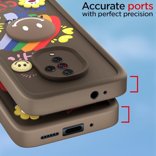 Image of Pikkme Back Cover for Vivo S1 Pro | Soft Silicone| Cute Rainbow Smile & 3D Cartoon Flower Design | Shockproof Raised Camera Protection Bumper Case (Brown)
