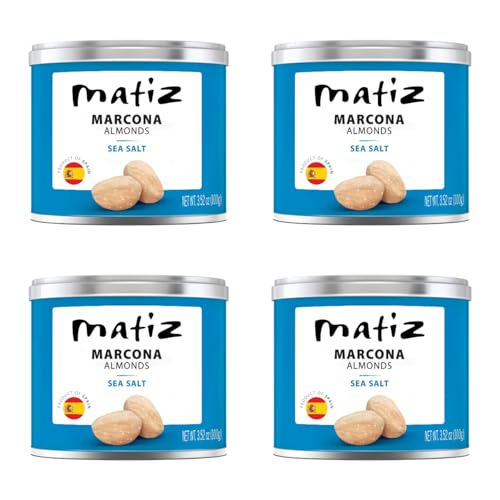 Matiz Marcona Almonds with Sea Salt | Spanish | Natural | Artisanal | 4 x 100g | (4 Pack - 400g, Marcona Sea Salt)