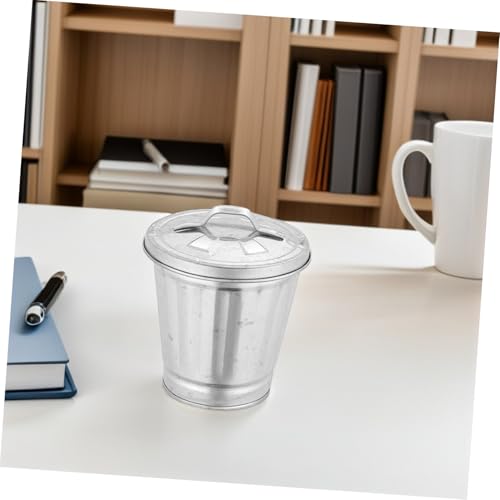 Alipis 3pcs Mini Papelera Metálica con Tapa miniatura 7
