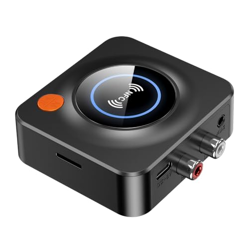 Receptor Bluetooth 5.4 Hi Fi con Salida Jack 3.5 mm y RCA Adaptador Bluetooth Audio con Modo de Graves Conexión Dual y Largo Alcance para Equipo de Música/Amplificador/Altavoz