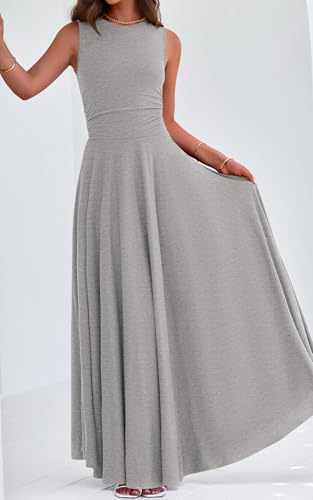 Image of PRETTYGARDEN Womens Summer Dresses 2026 Casual Sleeveless Crewneck Aline Maxi Dress Stretch Tank Flowy Long Dresses