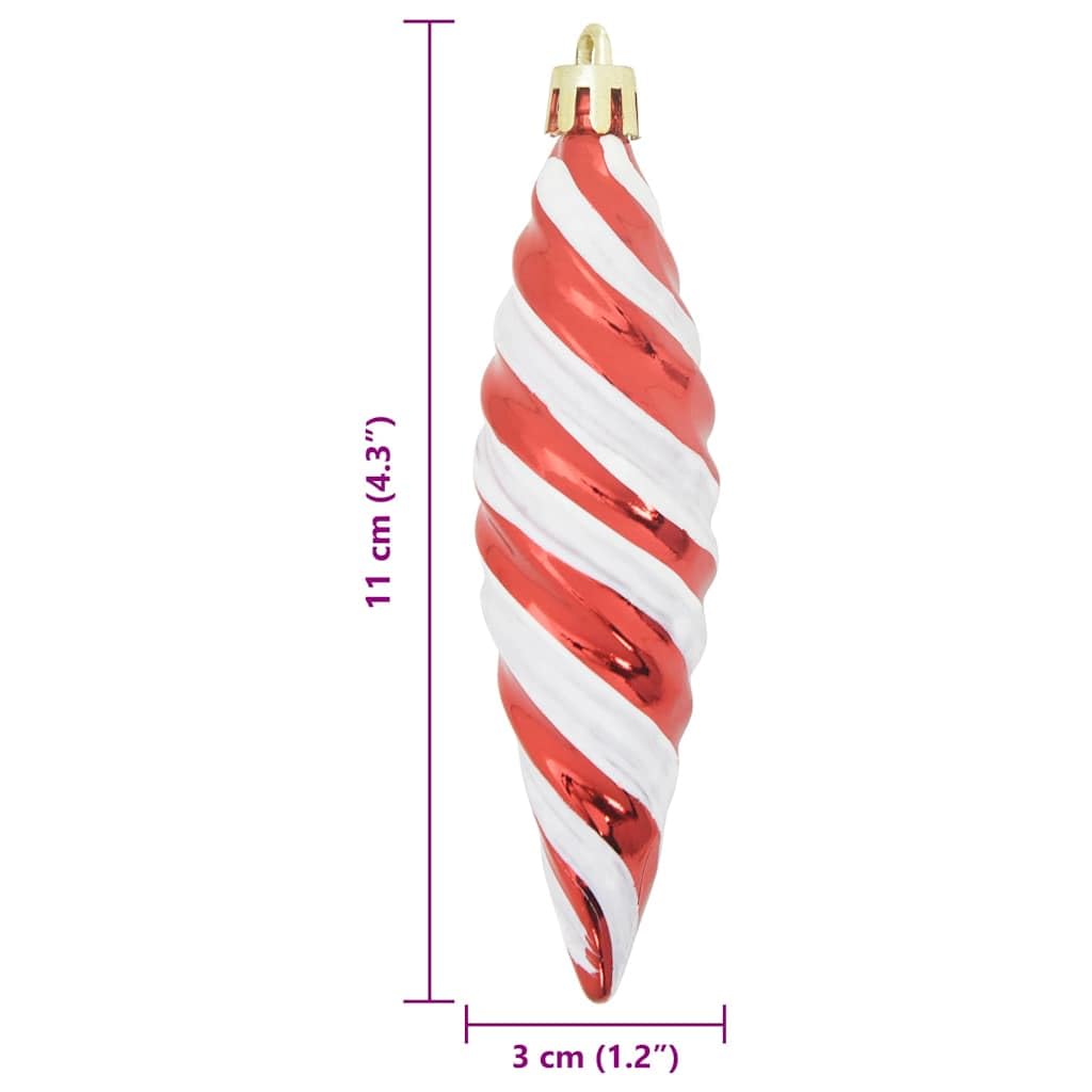 40 Stück Weihnachtliche Spiralform Kugel, Rot Kunststoff Christbaumschmuck Set, 3x11cm Modernes Weihnachtsbaum Deko Ornament, Bruchfeste Hängende Dekoration für Innen-