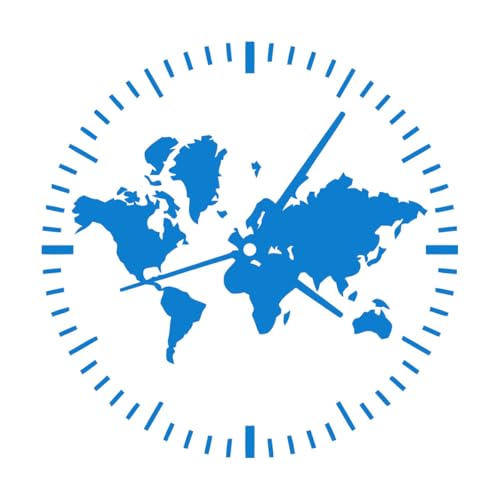 Orologio Viaggio Turismo Astratto Mappa Mondo Casa Idea Adesivi murali in carta da parati 36x36cm Facile installazione S-Blue