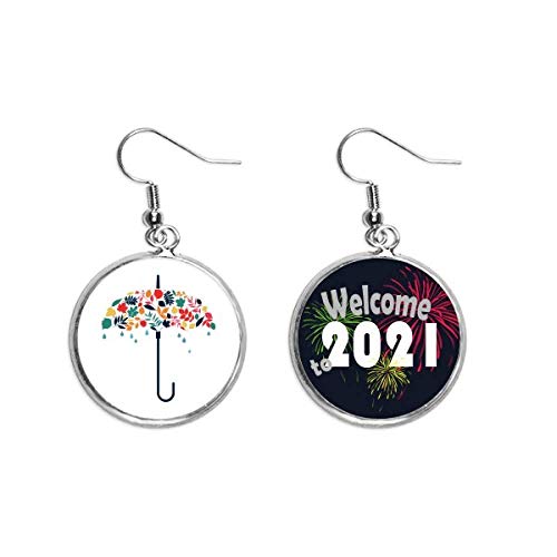 Pendientes de plata con diseño de paraguas y gotas de lluvia elegantes