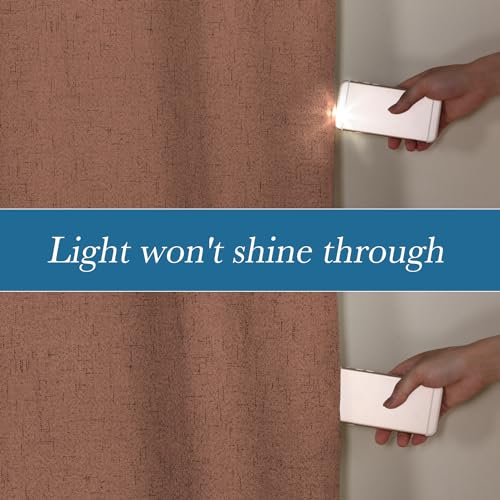 Image of H.VERSAILTEX Linen Blackout Curtains Durable Thick Textured Linen Look 100% Blackout Patio Door Curtain Anti Rust Grommet Extra Wide Sliding Door Curtain Panel, W100 x L84 inch, Washed Spice