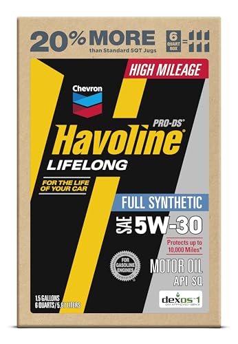 Image of Havoline Motor Oil 5w30 PRO-DS Lifelong Full Synthetic Smart Change Engine Oil, 5W-30, 6 Quarts, Pack of 2