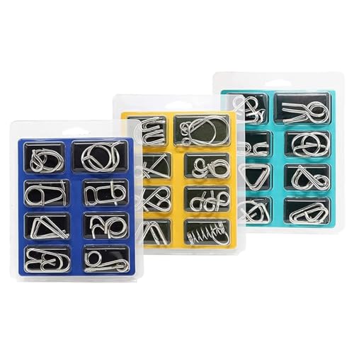24-teiliges Metall Puzzle Set für Erwachsene & Kinder, Geduldspiele aus Metall mit Aufbewahrungsbeutel | Knobelspiele zur Förderung von Logik & Konzentration