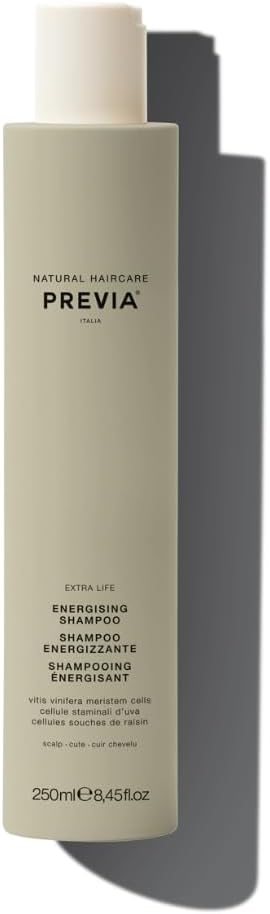 PREVIA Energising Shampoo for Thinning Hair Loss Treatment Vegan Formula with Natural Stem Cells Sulfate and Paraben Free for Thicker Fuller Hair Strengthens Roots and Promotes Hair Growth 8.45 oz