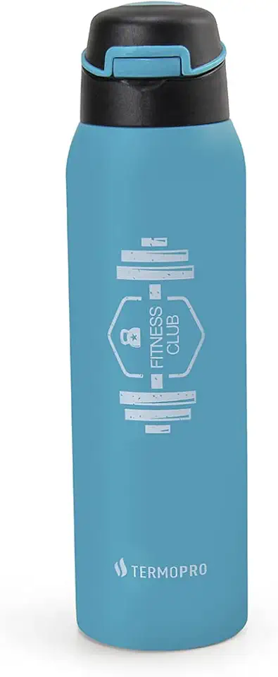 TERMOPRO Squeeze Térmico Azul 500ml Garrafa Térmica Inox Sport Fitness com Tampa Fast Click Conserva Bebidas Geladas 12h e Quentes 6h Ideal para Academia e Esportes