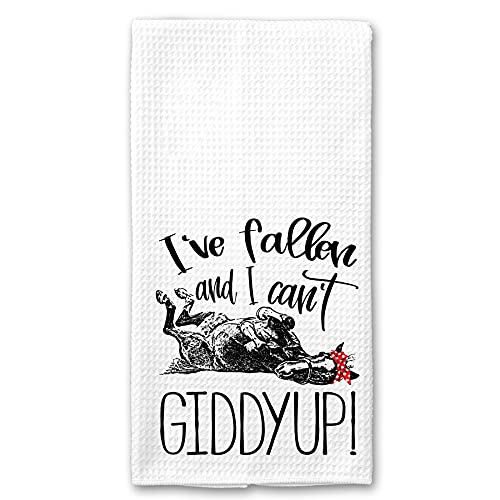 I've Fallen And I Can't Giddyup! Funny Microfiber Horse Farm Tea Towel Kitchen Linen #TOP3