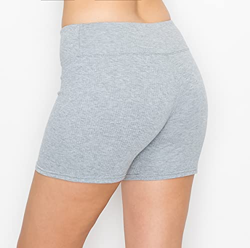 Image of ALWAYS Women's Ribbed Biker Shorts, High Waisted Tummy Control Workout Shorts, 5 inch Inseam, Grey S