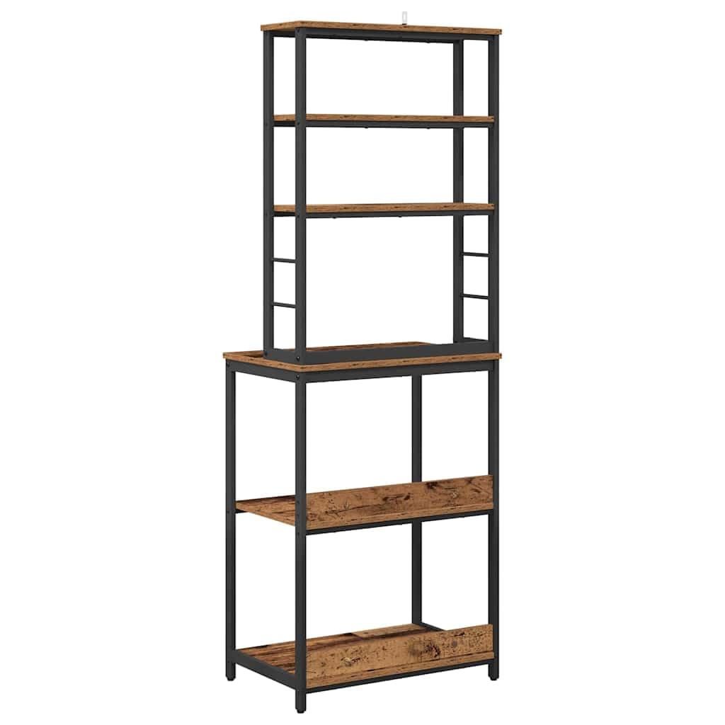 Küchenregal Altholz 60 x 40 x 168 cm | 5 Regalböden, Stahlrahmen, industrielle Lagerung, leicht zu reinigen, für Küche und Speisekammer