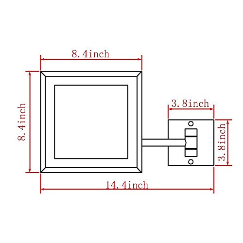 Miroir de courtoisie mural éclairé JCAKES pliant 8,5 pouces chrome