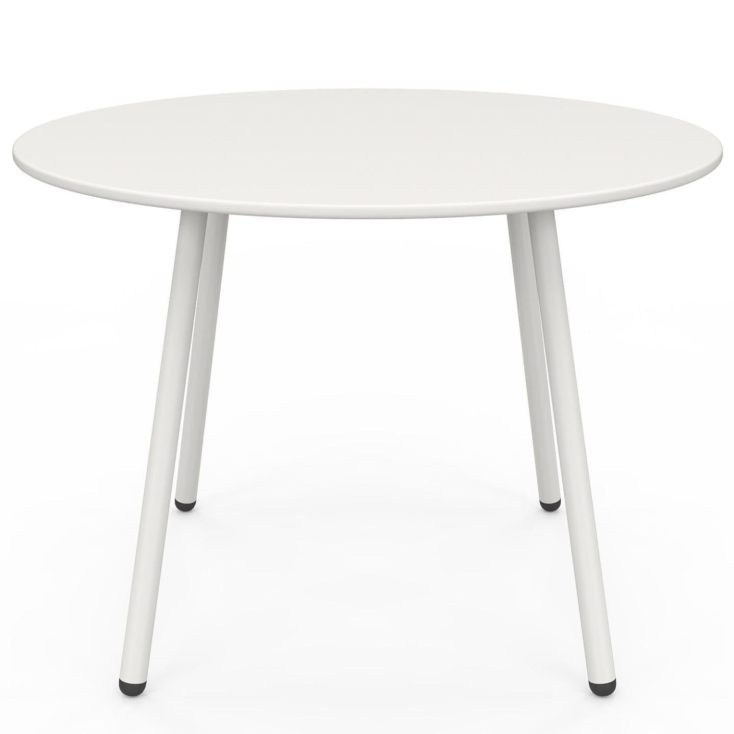 IDMarket - Muebles de jardín Arona bajo 4 plazas en metal blanco y cojines beige con sofá, sillón y mesa