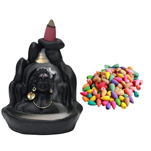 MF® Lord Shiva Adiyogi Shiva Backflow Smoke Fountain Incense Hold...