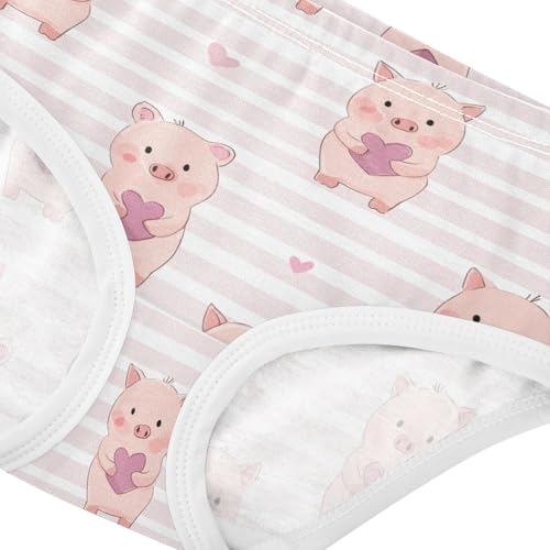 Wusikd Cute Piggy Heart Girls' Underwear Cotton Pink Colors Girls Briefs Soft Toddler Underwear 2T4