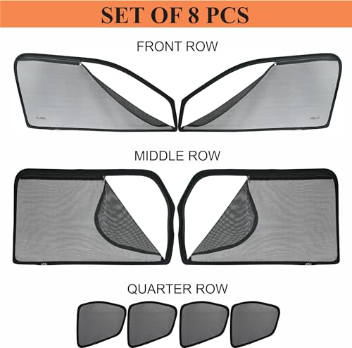Image of Able Dotnet Car Magnetic Sun Shade Curtains 4 Door with Zipper for Honda Jazz Old Type-I Set of 8 Pcs (Before 2015 Model)