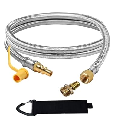 7 FT Propane Quick Connect Hose for RV to Gas Grill, Replace 1 LB Throwaway Bottle Connects 1 LB Portable Appliance, Propane Quick Connect Fittings to RV 1/4" Female Quick Disconnect Converter kit