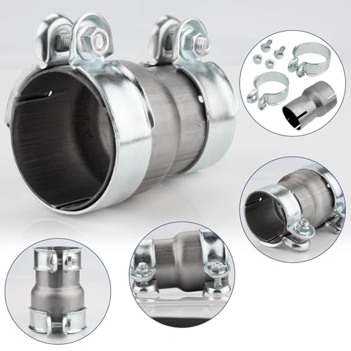 sturiz Manchon Reducteur Echappement 41 mm à 51 mm Collier Echappement pour 120 mm Réducteur Bande Tuyau D'échappement Acier Inoxydable Collier de Serrage Double D'échappement Manchon Raccord – vue 4