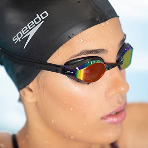 Speedo Oculos de Natação Falcon, Único, Preto Revo Red
