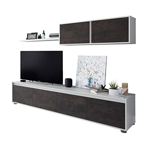 Habitdesign Mueble de Salon Moderno, Modulos de Comedor, Modelo Alida, Acabado en Blanco Artik y Oxido, Medidas: 200 cm (Ancho) x 43 cm (Alto) 41 cm (Fondo)