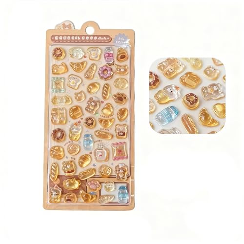 10 枚セット 立体 3D 泡ステッカー ぷくぷくシール 可愛いご褒美シール 貼り付け可能 携帯電話飾り/DIY/手帳用 手芸用品 子供・女の子への贈り物に最適 (A,1枚につき50粒)