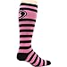 MOXY Socks Knee-High Black and Pink Striped Kettlebell Socks