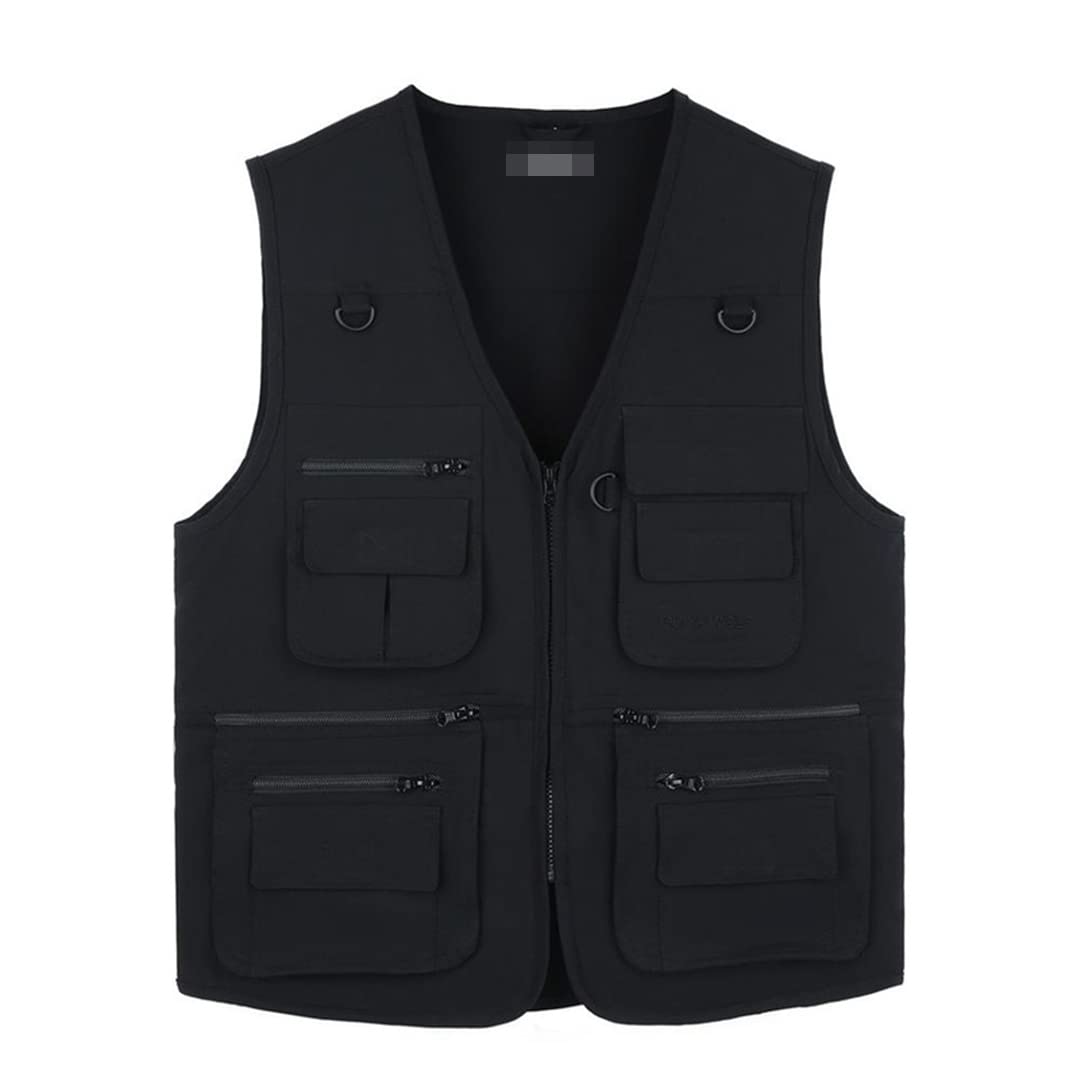 Chaleco de pesca de gran tamaño para hombre, sin mangas, chaleco negro para trabajo al aire libre