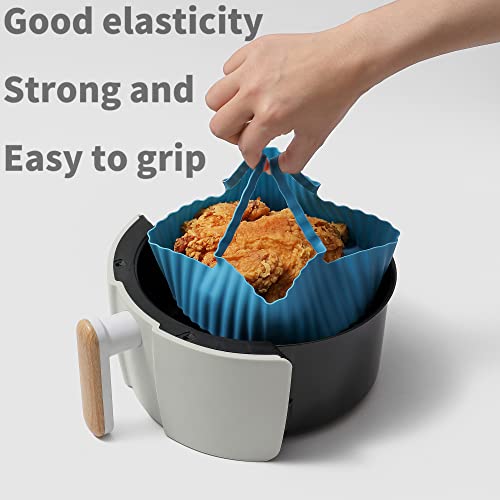 2-Pack Silicone Air Fryer Liner, 7.5 Inch Air Fryer Silicone Basket,Easy-Clean & Reusable Silicone Air Fryer Pot, Round Food Safe Air Fryers Accessories For 3 To 5Qt, Replacement Parchment Liner Paper #TOP6