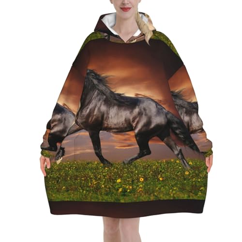 Sweat à capuche plaid en flanelle motif cheval pour vos soirées cocooning