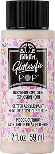 FolkArt Glitterific Pop Acrylic Craft Paint, Neon...