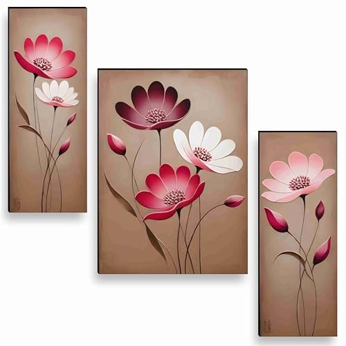 Image of SAF Paintings flower pot for Wall Decoration - Set Of 3, 3d modern art Painting for Living Room Large Size with Frames for Home Decoration, Hotel, Office painting 50.8 cm x 30.48 cm SANFJM36048