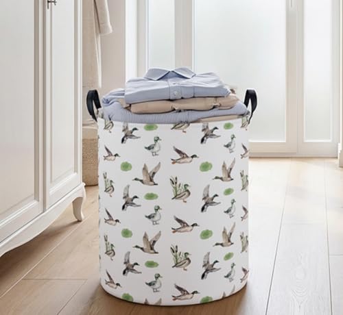 Image of Essme Kids Laundry Basket,Duck Hamper Collapsible Waterproof Storage Bin for Home Decor,Gift Baskets(Green Duck)