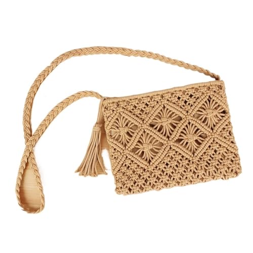 Sac à bandoulière en corde tissée à la main pour femme avec détail de gland chic
