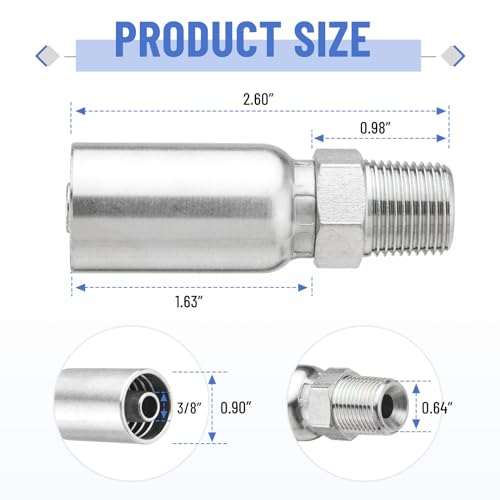 Image of 12 Pack Hydraulic Hose Fittings: 3 /8 inch I.D. Hose x 3 /8 inch NPTF Male with Protection Cover, Hydraulic Hose End Crimp Fitting Kits Compatible with U-Series Hoses
