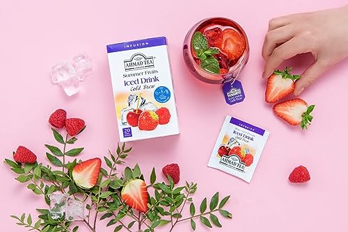 Image of Ahmad Tea Herbal Tea, Cold Brew Summer Fruits Teabags, Iced Tea, 20 ct (Pack of 1) - Decaffeinated