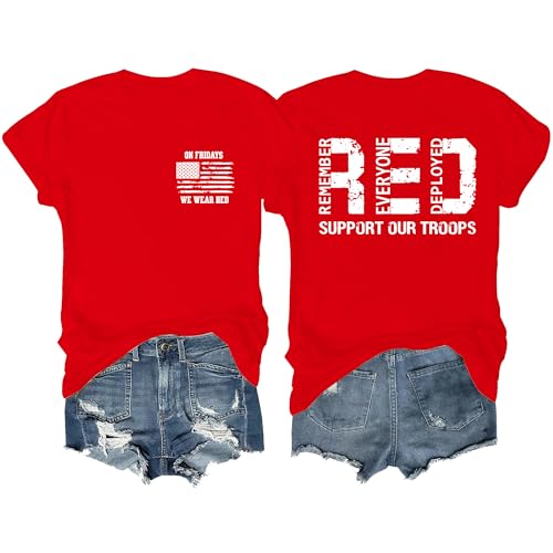 Red Friday Tshirt for Womens We Wear Red Shirt Remember Everyone Deployed Tops