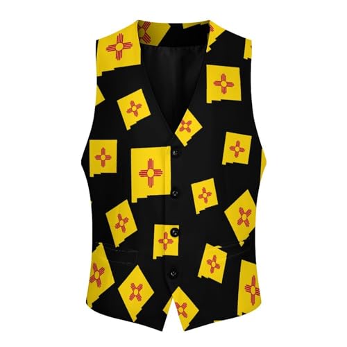 Flag Map of New Mexico Novelty Men's Suit Vest Casual Formal Dress Vests Business Waistcoat3