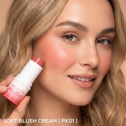 Image of FOCALLURE Cream Blush Makeup,Buildable Blush Stick for Cheeks,Matte and Dewy Finish,Long Wearing,Easy Application,Lightweight Multi Stick (PK01)