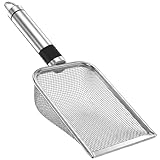 QWORK® Sandsieb aus Rostfreiem Edelstahl - 2X2mm Mesh - Metallschaufel für Hamster Sand/Vogelsand/Reptilienkot