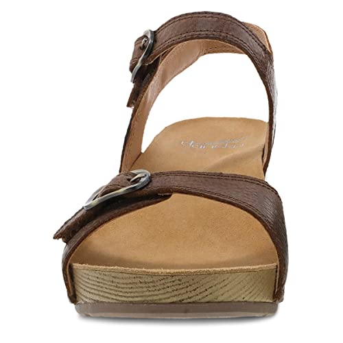 Dansko Tricia Wedge Sandal For Women – Cushioned, Contoured Footbed For All-Day Comfort And Support – Adjustable Hook & Loop Straps With Buckle Detail – Lightweight Rubber Outsole Brown Milled Burnished 5.5-6 M Us #TOP4