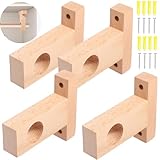 Homaisson 4 Pcs Wood Curtain Rod Holders, Ceiling Mount Curtain Rod Brackets, Wooden Shelf Brackets,Unfinished Dowel Rod Holders, Fits 1.18 Diameter Poles